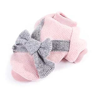 SMDARROY Cute Pet Puppy Cat Warm Jumper Sweater Bow Knitwear Coat Apparel Clothes Sweatershirt Winter Flannel Small Dog Chihuahua Yorkshire Hoodie Clothes Dog jacket