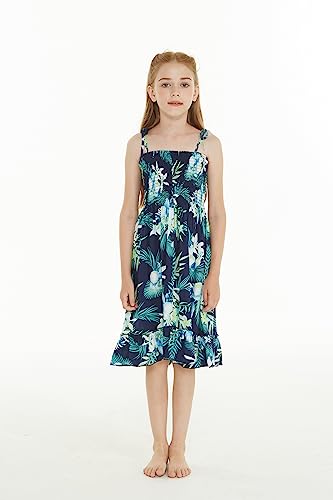Image of Family Matching Hawaiian Clothes, Orchid Breeze Navy | Lightweight 100% rayon • Family matching outfits • Beach vacations • Luaus • Cruises • Family photos