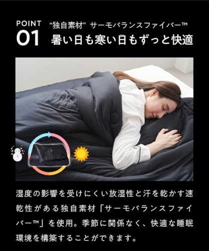 ヒツジのいらない枕 ヒツジのいらないかけ布団 -四季- ブラック 4582522231866 の商品画像 2