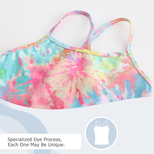 Image of Girls Two Piece Tankini Swimsuits Tie Dye Bathing Suit Kids Hawaiian Swimwear Set 3-16 Years