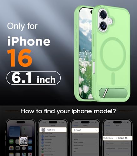 Image of Magnetic Compatible with iPhone 16 Case, [Built-in Invisible Kickstand][Compatible with MagSafe][Military Grade Shockproof] Slim Translucent Matte Phone Case for iPhone 16 6.1 inch