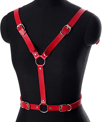 Vrouwen Punk Angel Wings Taille Riem Gothic Lederen Schouder Lichaam Gekooid Harnas Met Rug Ondergoed (rood) - Image 5