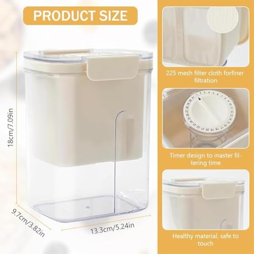 Image of PANCA Hung Curd Strainer Box | Curd Maker and Greek Yogurt Maker - 1100ml Fine Mesh Strainer with Lid | Multifunctional Yoghurt Filter (Beige)