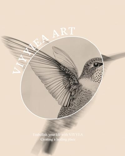 Image of VIYYIEA Vintage Gold Framed Wall Art for Living Room, Birds Canvas Prints Home Decor, Sketch Painting Picture, Bedroom Wall Decor Gifts for Friends or Family -【Hummingbird】-(24L x 16W)