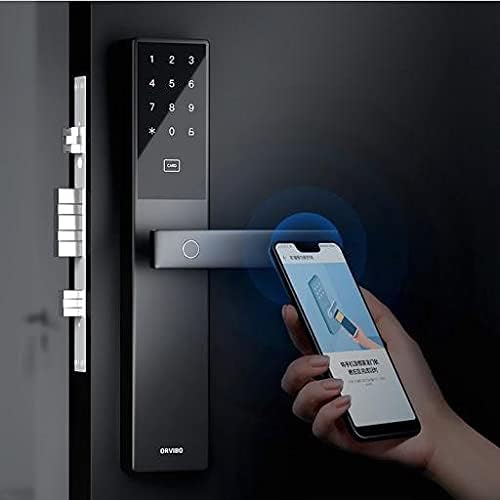 User interacting with Orvibo Smart Door Lock C1 and smartphone app