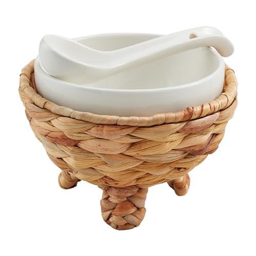 Mud Pie Hyacinth Ceramic Salsa Tid Bit; dip assembled 3 3/4