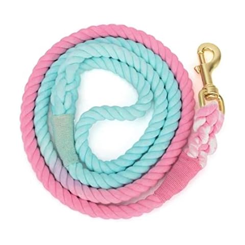 Glow Pups Blue and Pink Leash for Dogs, Handmade Organic Cotton Tie Dyed Rope Leash for Dogs with a Snap Hook, Dog Rope Leash, Ombre Dog Leash, Blue Leash, Pink Leash (Pink Blue) Cover