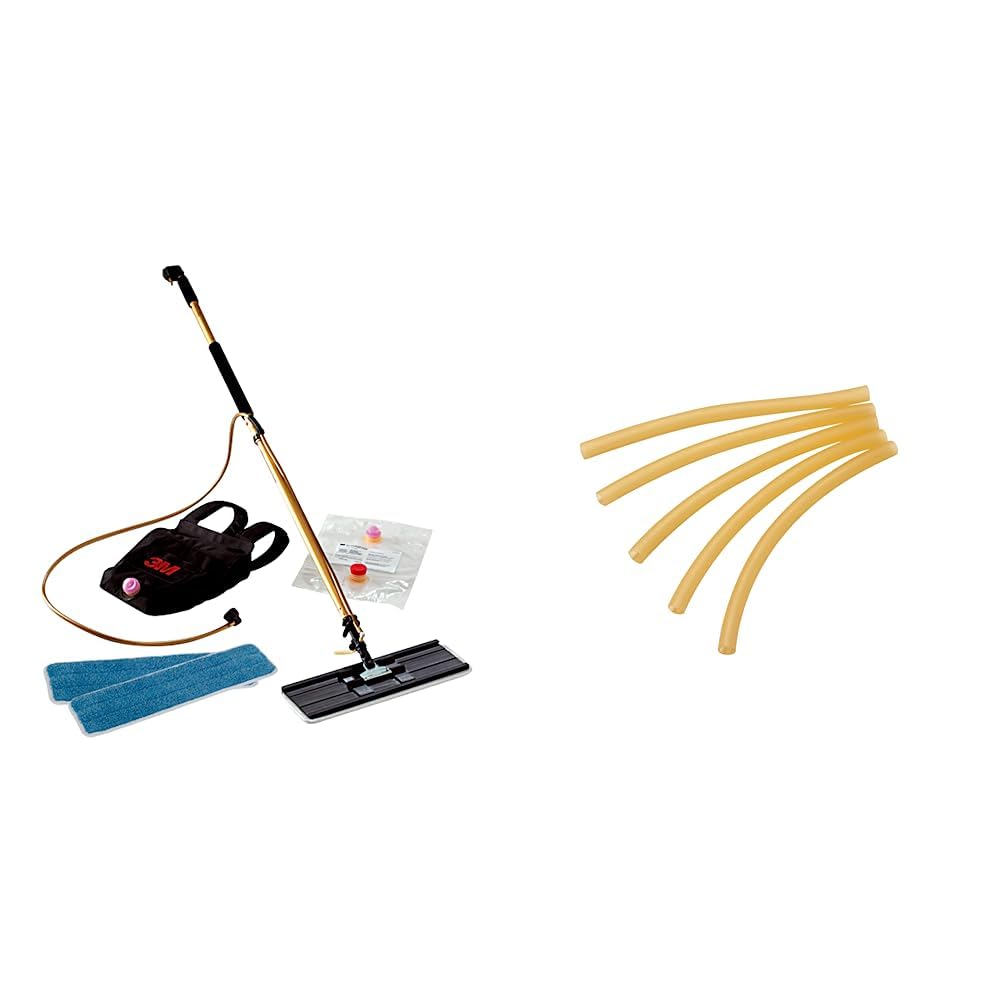 Kit aplicador de trapeador 3M Easy Shine para pisos y tubos de repuesto (dorado, 16 pulgadas, 5 tubos, 1 por caja)
