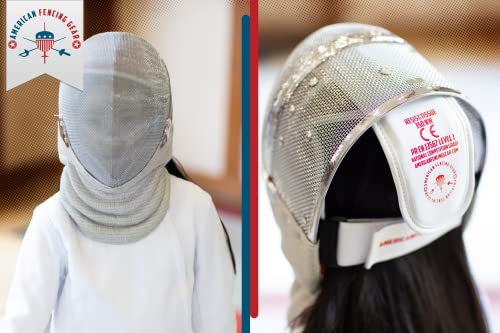Sabre Fencing Sport Mask - Ce350N Certified National Grade With Padded Bib - Includes Sabre Mask Head Wire - Anti-Glare Finish - Adjustable Strap - Metallic Conductive Mesh (Medium) #TOP2