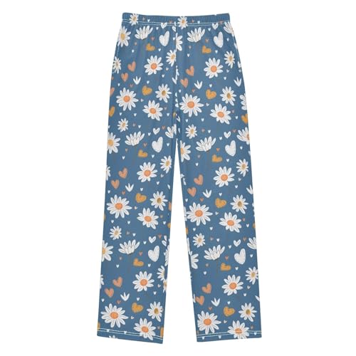 Seamless Patterns with Daisy Flower Pajamas Bottoms with Pockets Comfy Pjs Sleepwear Elastic Waistband Pajamas Pants Lounge Pants for 6-14 Years