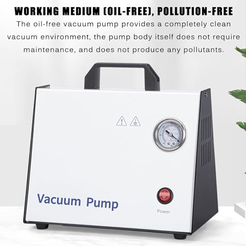Vakuumpumpe, 15 l/min Membran mit Manometer, Max Vakuum 0,08 MPa, Überdruck 0,2 MPa, ölfrei und schadstofffrei für medizinische Anwendungen