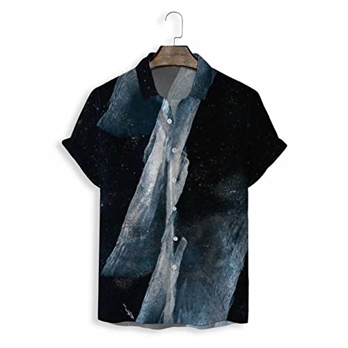 Chemise hawaïenne pour hommes au motif marbre noir étoilé