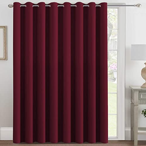 Image of H.VERSAILTEX Blackout Patio Curtains 100 x 90 Inches for Sliding Door Extral Wide Blackout Curtain Panels Christmas Decor for Living Room - Grommet Top, 7.5' Tall by 8.3' Wide - Burgundy