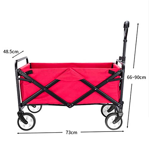 Carretilla Plegable Resistente con 4 Ruedas, Tela Oxford 600D Impermeable, Color Rosa, 73x48.5x90 cm miniatura 2