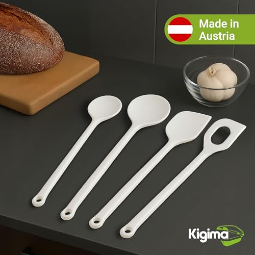 Kigima Kochlöffel Set 4 Stück in Weiß– Hochwertige Küchenutensilien aus hitzebeständigem Kunststoff… – Ansicht 2