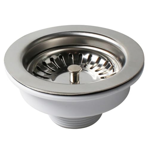 Volakebeing Kit di rifiuti con filtro per lavello in acciaio inox da 114 mm con flangia per scarico della cucina, inserto di ricambio adatto per apertura lavello standard 84-90 mm