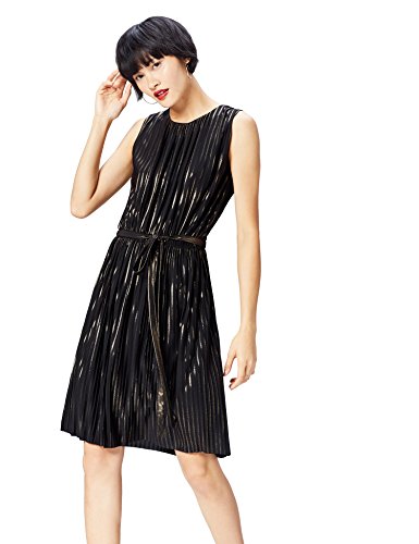 find. 16563 vestido fiesta mujer, Negro (Black/gold), 42 (Talla del Fabricante:...