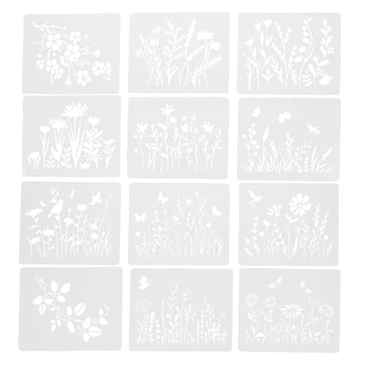 Healvian PET Malvorlagen Blumen Schablonen 16 Stück Wiederverwendbare Wandschablonen zum Malen Flexible Bastelvorlagen für Selbstgemacht Wandgestaltung und Textilgestaltung