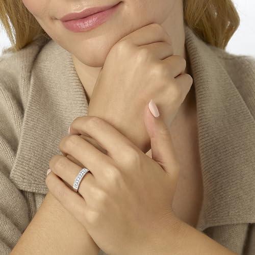 Diamond Delight 1/2 Carat Real Natural Diamond Band Ring for Women - 14k White Gold Wedding Band for Her - Pave Set Multi Row (H, VS1, 0.50 cttw) - Anniversary Ring Size 5 to 82