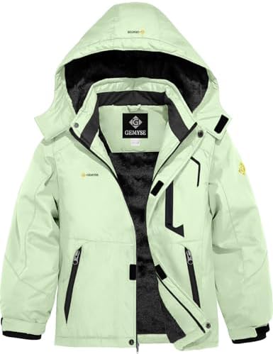 GEMYSE Boy's Waterproof Ski Jacket Fleece Winter Coat with Detachable Hood