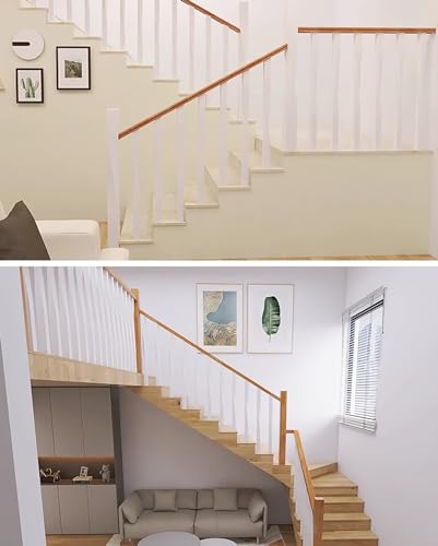 Pasamanos de madera maciza natural elegante para escaleras y terrazas 2