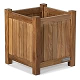 TITAN GREAT OUTDOORS Ash & Ember Grade A Teak Square Planter Box, 2 Cu FT / 14 Gal Fill Capacity, 18x18x20 Naturally Weather-Resistant Planters for Outdoor Plants, Outdoor Patio & Garden Decor