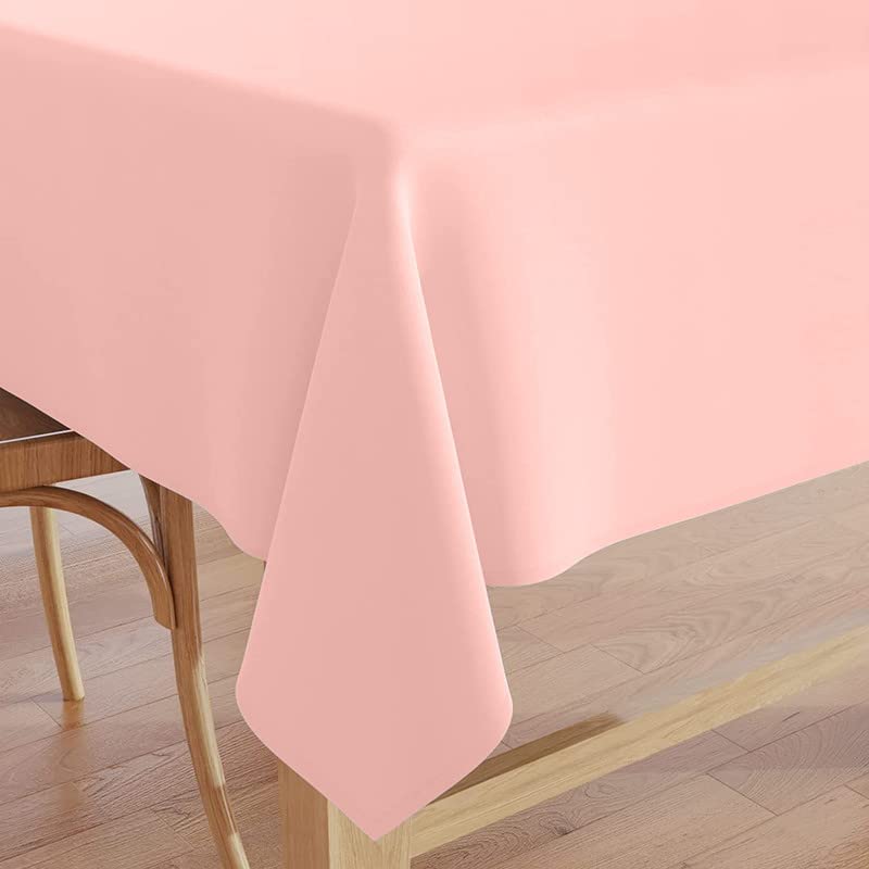 BIRDWING Plain Rectangular Cotton Tablecloth for 4 to 6 Seater Large Dining Table 42X65 Inch (6 ft. Long, Blush Pink, Absorbent Heavy Party Fabric for Home Restaurant Banquet & Hotel