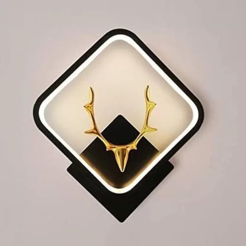 Image of WHITERAY Black Home Decor Inbuilt Led Fancy Wall Light, Night Lamp,Decorative Lamp,Living Room,Bedroom, Cafe (Plastic) (3-Lighting Mode) (Half Deer Sqaure)