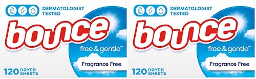 Bounce Free & Gentle Unscented Fabric Softener Dryer Sheets for Sensitive Skin