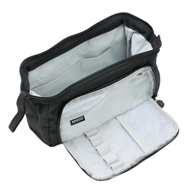 Storite Canvas Pencil Case, Handheld Pen Pouch, Pencil Case for Kids, Large Capacity Pencil Pouch with Zipper, Portable Stationery Storage Pouch for School - Black