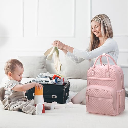 Image of Tenot Diaper Bag Backpack Tote for Women Large Capacity, Baby Bag with Insulated Pockets Multifunctional Diaper Bags For Baby Girl Boy Waterproof Baby Bags For Boys Girls Maternity Bag Baby Pink