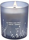 White Sage Sea Salt Candle | Sage Candles for Cleansing House | Wood Wick Candles for Home Scented, Energy Cleansing Candle | Aromatherapy Scented Candles for Men & Women, Relaxing Beach Candle