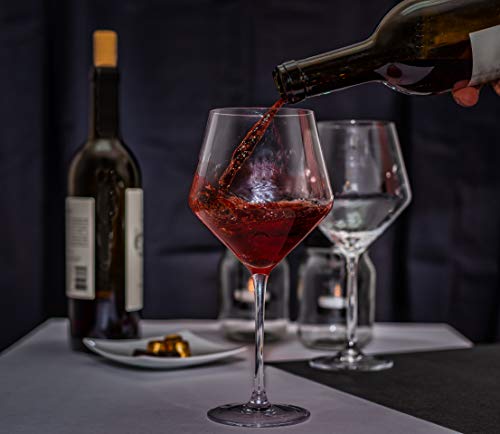 Wine Glasses, Lead-Free Crystal, Large Bowl Tall Red, 23oz, Set of 4 - Thumbnail 4