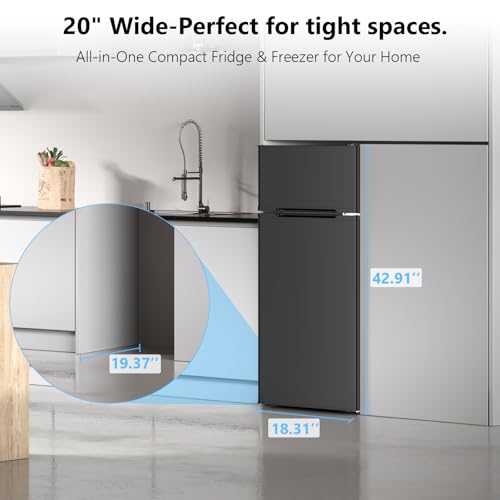 Image of 4.5 Cu.Ft Mini Fridge with Freezer, 2 Door Compact Refrigerator, Small Fridge with Adjustable Thermostat Energy Ultra Quiet, Mini Fridge Removable Glass Shelves for Bedroom Office Dorm-Satin Black