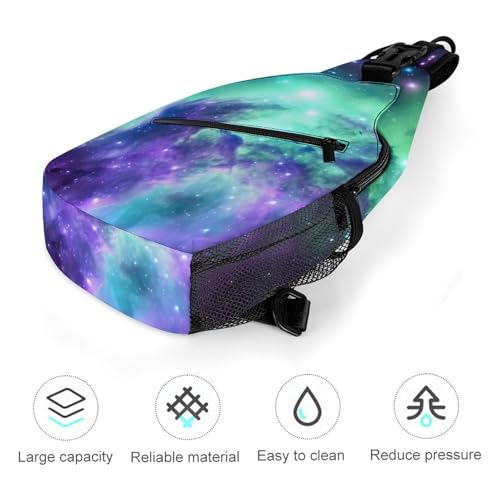 Mochila cruzada deportiva tipo sling Galaxy blanca unisex miniatura 5