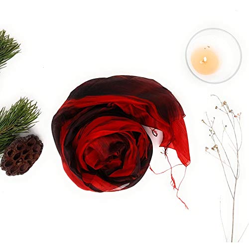 Millie & Boo 100% Pure Mulberry Silk Scarf Woman's | Ladies Silk Scarves, Shawl Wrap Hand Painted Red and Black Silk Scarf 67 x 29 IN…3