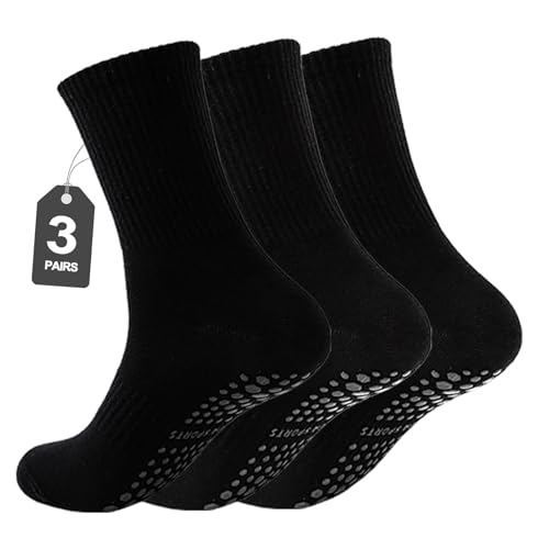 3 Pairs Pilates Socks with Grips for Women, Non Slip Yoga Grip Socks, Grippy Ballet Barre Socks for Dance Hospital