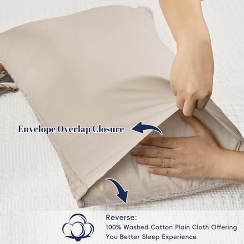 image for PHF 100% Cotton Waffle Pillow Shams Queen Size, 2 Pack 20