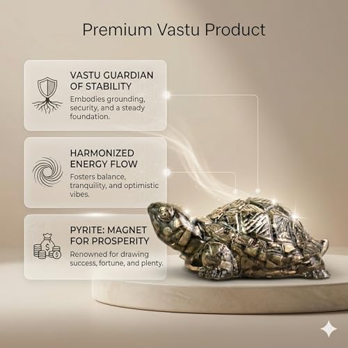 Image of Certified Natural Pyrite Tortoise (Kachhua) 2.7x1 Inch | Pyrite Stone Turtle for Good Luck & Wealth | Vastu Feng Shui Decor for Home Office Living Room | Housewarming Gift