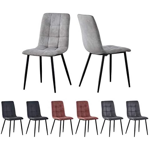 Set of 2 Light Grey Faux Suede Dining Chairs Cover