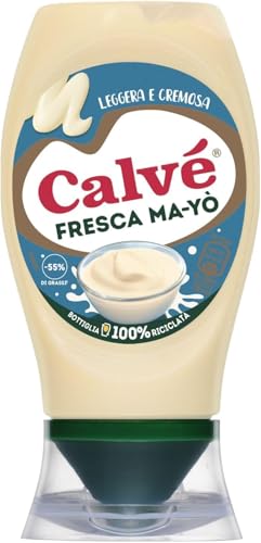 Calvé Maionese Fresca Ma-Yò, Formato 250 ml, Maionese con Yogurt Magro e il 55% in Meno di Grassi*, Ideale per Insalate di Riso, Patate Fredde e Insalatone, Senza Conservanti, Vegetariano