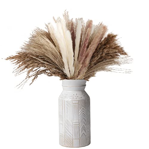 Natürliches Pampas Getrocknetes, 55 Stück Furry Pampas Schilf Ornament klein, Boho-Ornament, Heimwerken, Fotografie, Zimmer, Balkon, Tischdekoration, Hochzeit Cover