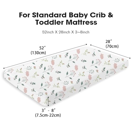 Image of Little Grape Land Muslin Crib Sheets Fitted for Boys and Girls 2 Pack, 100% Cotton Baby Bed Sheets Soft Breathable, Neutral Fitted Baby Mattress Sheets for Standard Crib 52x28 inches, Pink Bunny
