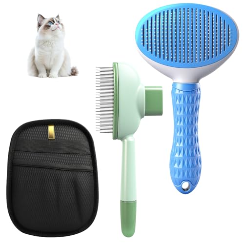 Jomdjmskes 3 Pcs Spazzola per Gatti, Autopulente Spazzola Morbida, Epilazione con un Clic, Guanti Cani Bifacciali Antistatici Rimozione Peli Animali, Rimuovi Peli Gatto Guanto Magnetico Lunghi e Corti