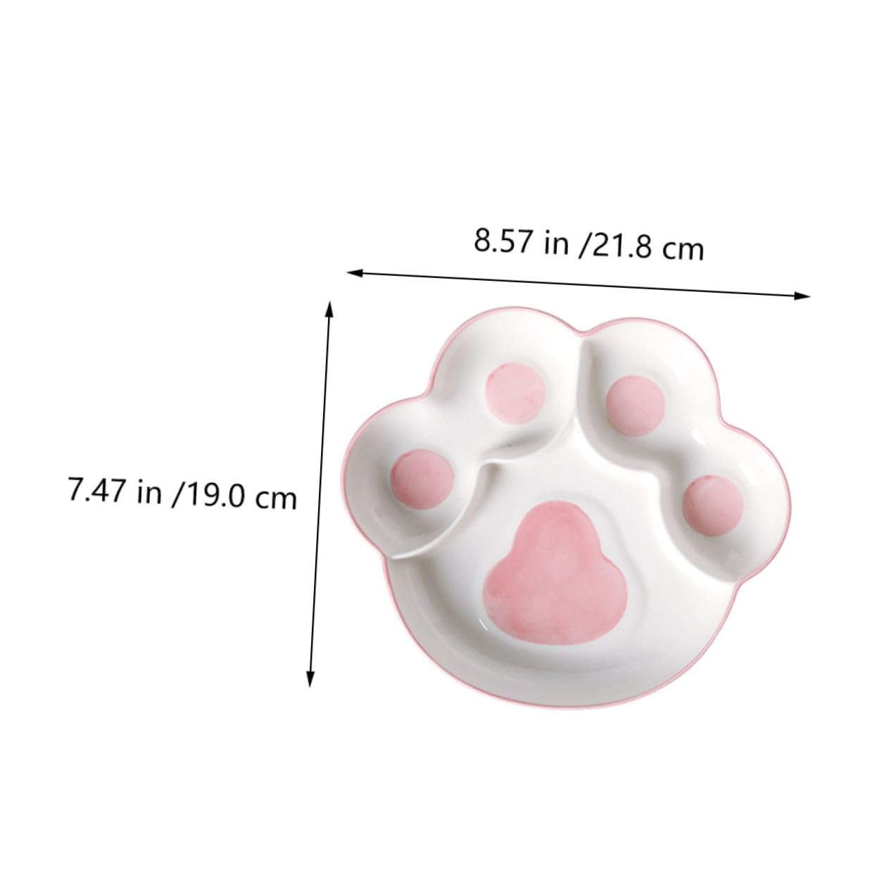 Uonlytech Assiette en Céramique à Compartiments 9 Pouces Couleur Rose, Plaque D’Accueil Multifonction pour Fruits Et Collations, Usage Quotidien Et Repas Équilibré, Design Original Patte De Chat