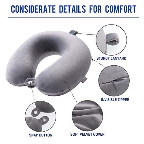 Cozy BoSpin Reisekissen- Perfektes Memory Foam Nackenkissen Stützkissen，kompakt und leicht, schnell gepackt,Schlafrestkissen (grau)