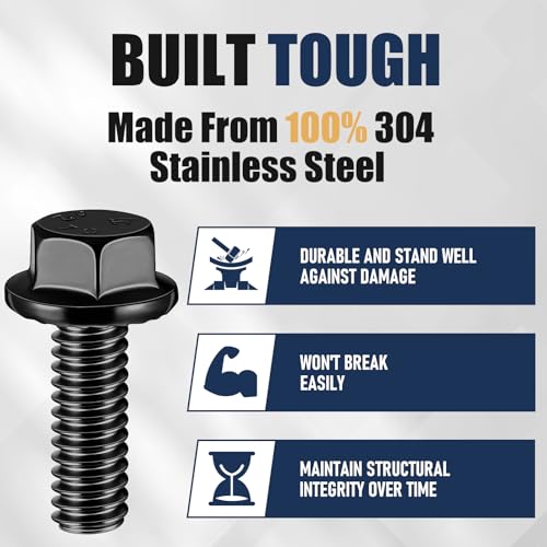 Image of Zonon 100 Pcs 1 /4-20 x 3 /4 Inch Flanged Stainless Steel Bolts, Silvery