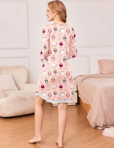 Ekouaer Womens Junior's Sleepshirt Tee Cotton Nightgown Nightshirt - image 6
