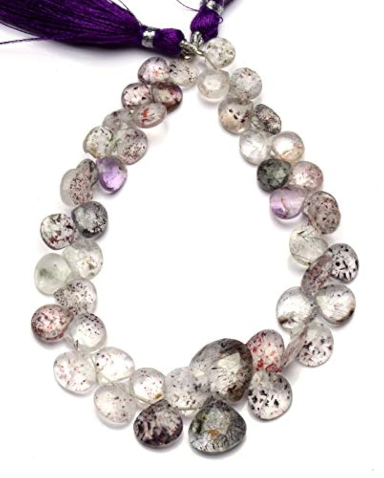 Lepidocrocite in Amethyst Heart Shape Stones