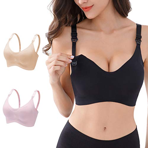 Oalyip Sujetador de Mujeres Sujetador de Lactancia de Maternidad 3 Piezas Sujetador de Embarazo con Tirantes Ajustables M-2XL Sujetador Bralette para Dormir Cómodo de Una Pieza de Tipo Simple (XXL) Cover